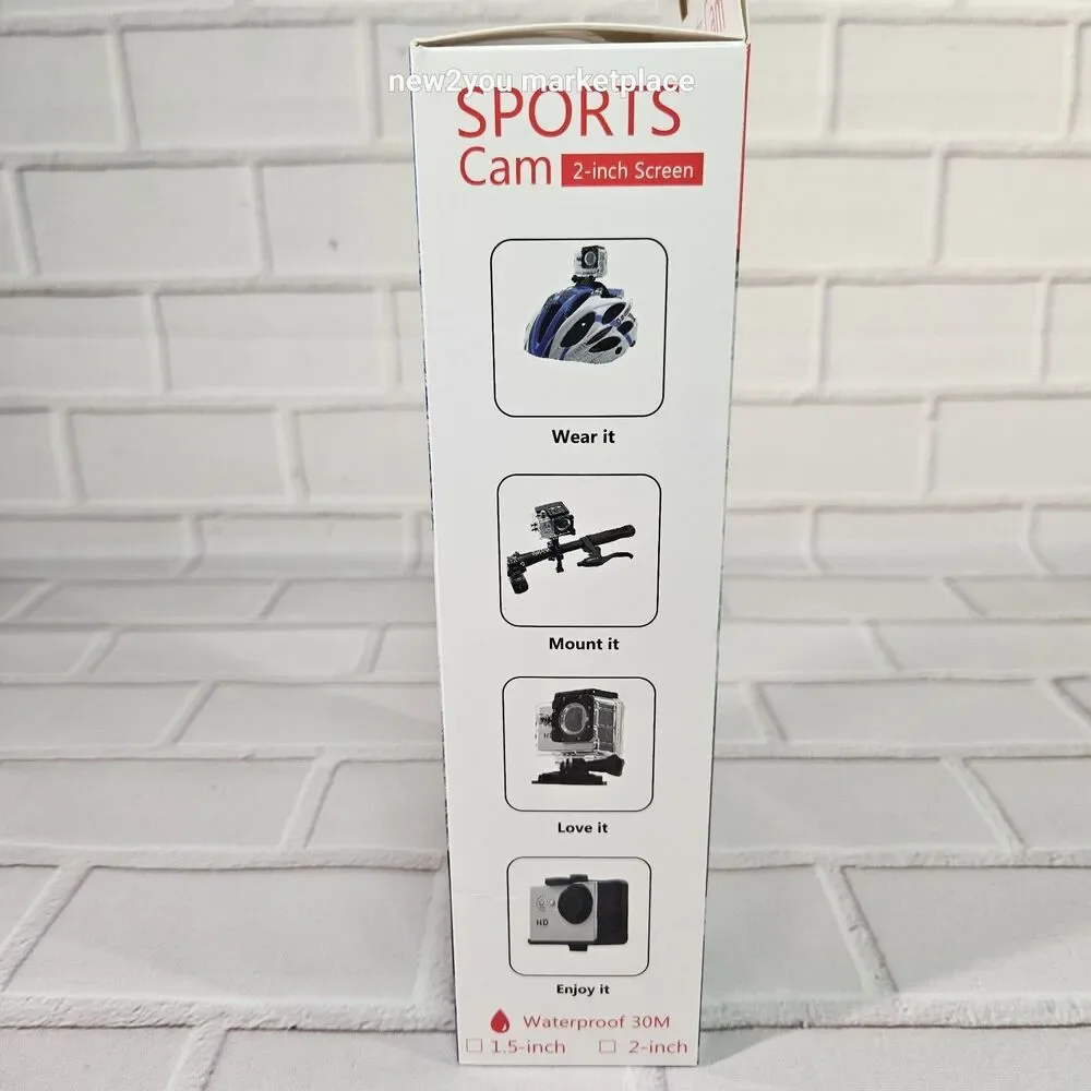 Sports Cam 1080P Waterproof 30M Action Full HD 2.0 Inch Screen Camera NIB